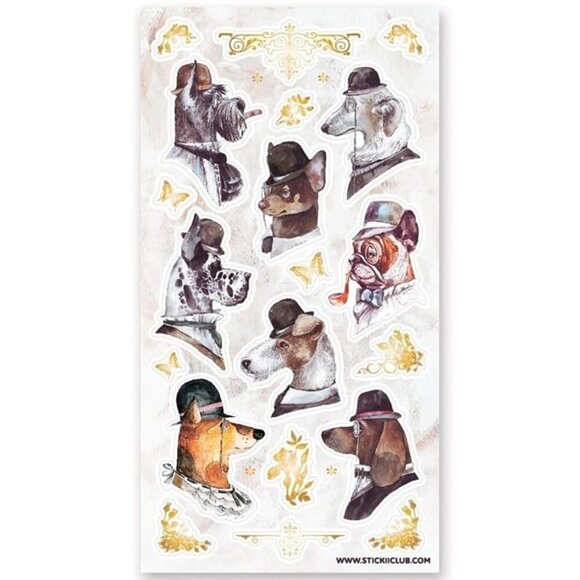 3‎ for $15 - NEW Dapper Dogs Sticker Sheet - Vintage & Retro Stickers - Picture 1 of 4